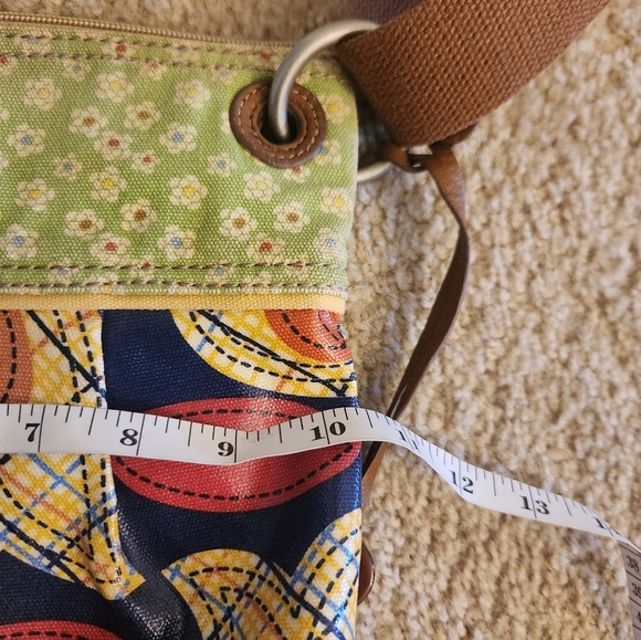 FOSSIL Womens Crossbody Key-Per Coated Canvas Green Floral  #O - Picture 6 of 6